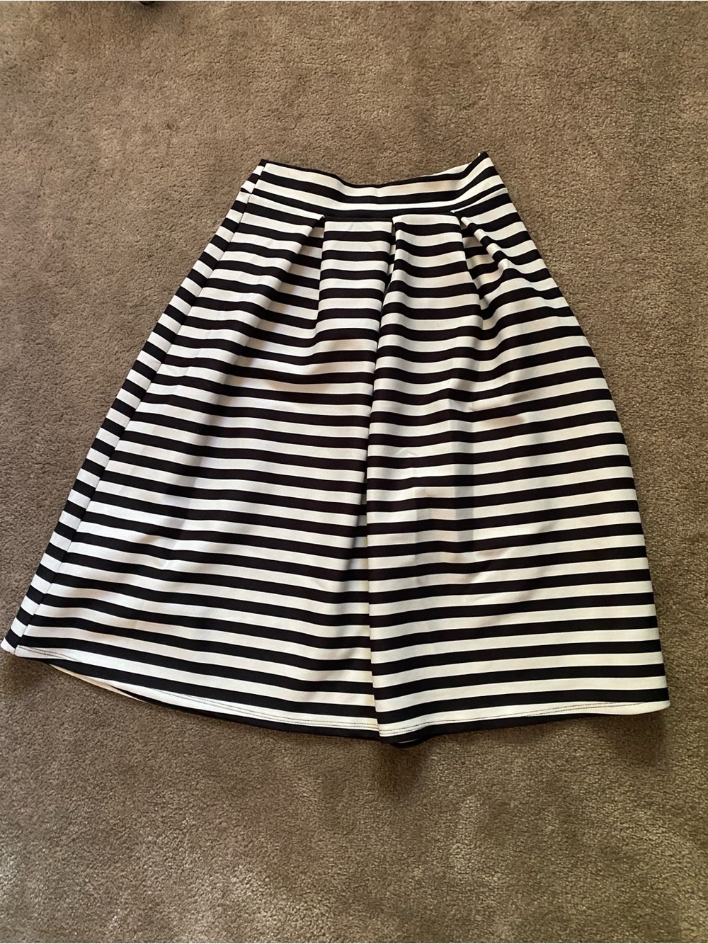 Windsor Black and White Striped Midi Skirt